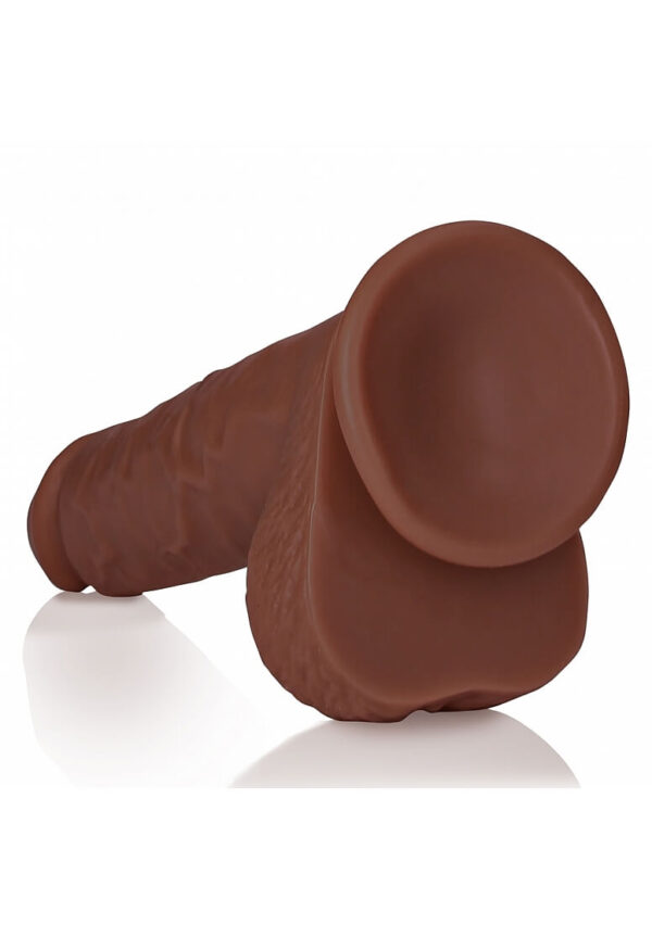 RealRock Realistic Skin - 9 Straight Realistic Dildo with Balls and Suction Cup - Brown