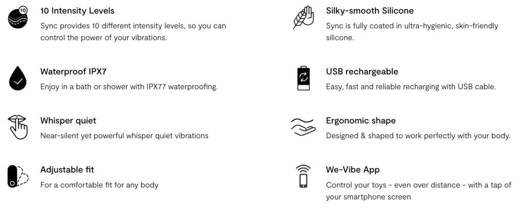 We-Vibe 15th Anniversary Couples' Vibrator Set - Sync 2 Features