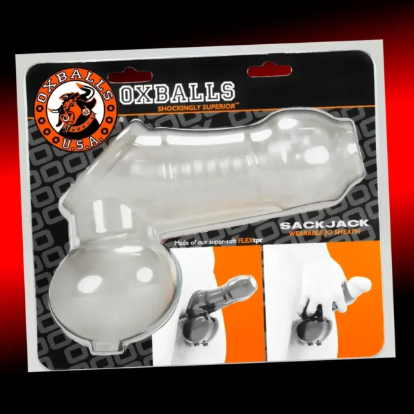 OxBalls Sackjack Wearable Jackoff Sheath - Clear Frost