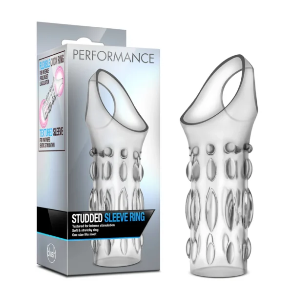 Clear Stretchy Studded Penis Sleeve Ring-1 Clear Stretchy Studded Penis Sleeve Ring
