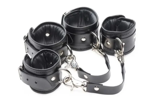 Master Series Strap Linked Bondage Wrist & Ankle Cuffs