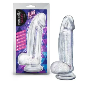 Naturally Yours - Bling 7.5 Inch Realistic Glitter Dildo - G-Spot & Anal Play - Suction Base & Harness Compatible
