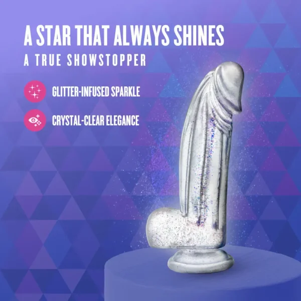 Naturally Yours - Bling 7.5 Inch Realistic Glitter Dildo - G-Spot & Anal Play - Suction Base & Harness Compatible