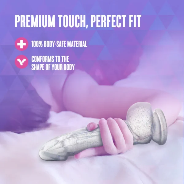 Naturally Yours - Bling 7.5 Inch Realistic Glitter Dildo - G-Spot & Anal Play - Suction Base & Harness Compatible