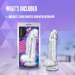 Naturally Yours - Bling 7.5 Inch Realistic Glitter Dildo - G-Spot & Anal Play - Suction Base & Harness Compatible