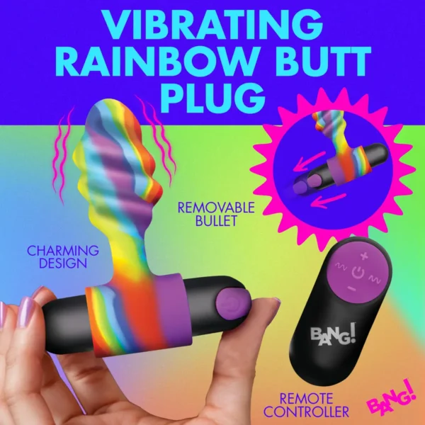 Bang! Vibrating Rainbow Remote-Control Butt Plug