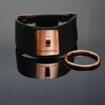 Coquette Vegan Leather Collar - Black & Rose Gold