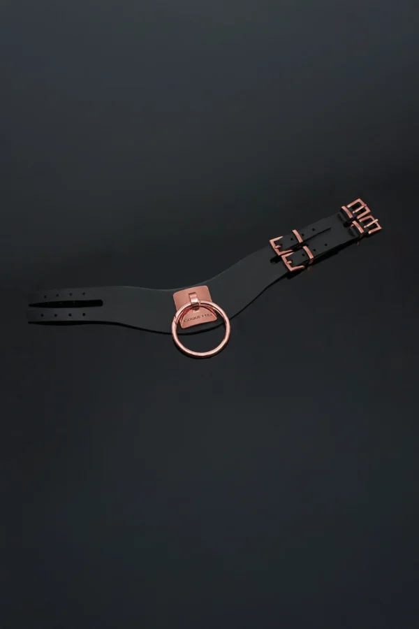 Coquette Vegan Leather Collar - Black & Rose Gold