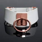 Coquette Vegan Leather Collar - White & Rose Gold