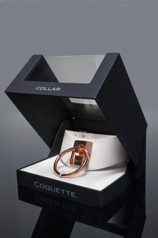Coquette Vegan Leather Collar - White & Rose Gold
