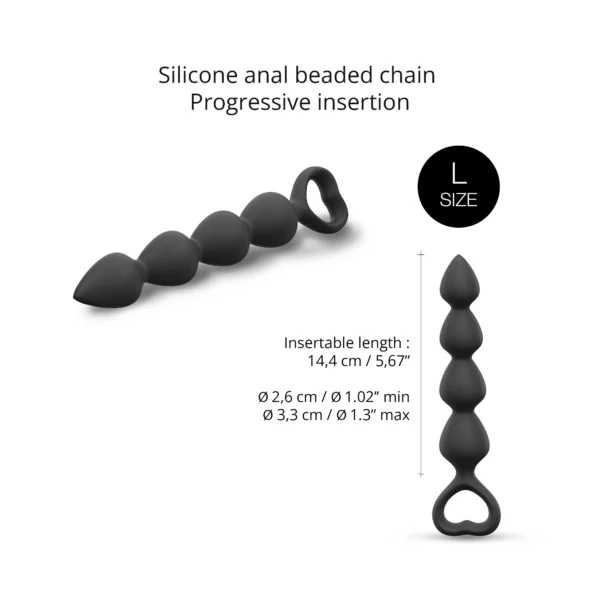Love to Love Bing Bang Large Graduated Silicone Anal Beads - Black Onyx