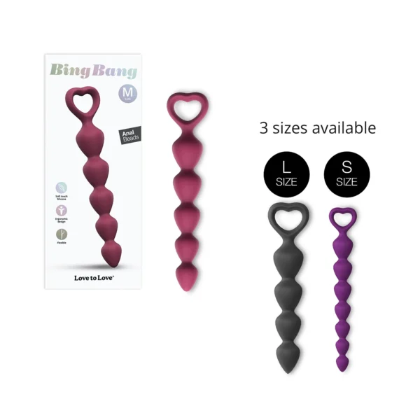Love to Love Bing Bang Medium Graduated Silicone Anal Beads - Plum Star