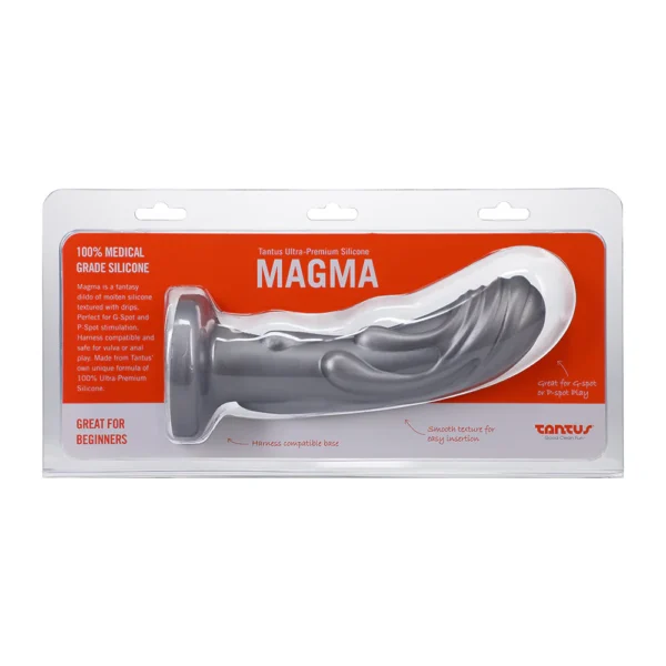 Tantus Magma Textured Silicone Dildo - Silver