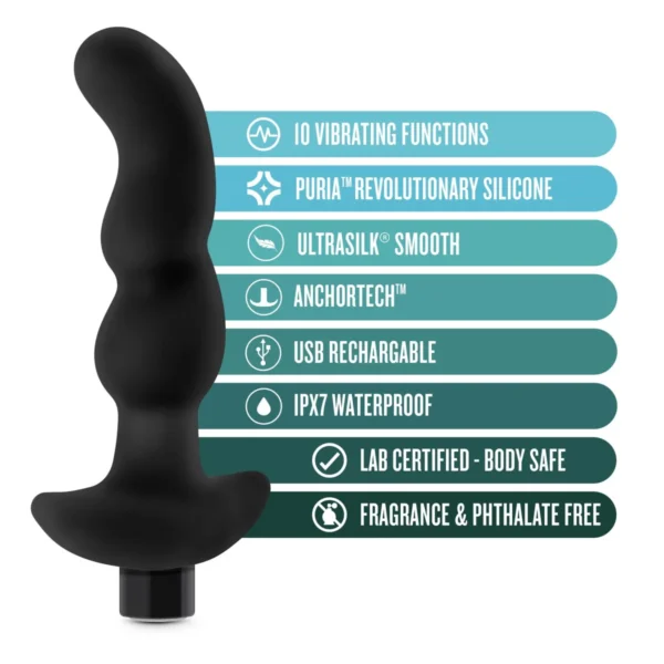 Blush Anal Adventures Platinum Prostate Massager 03 black vibrating silicone plug