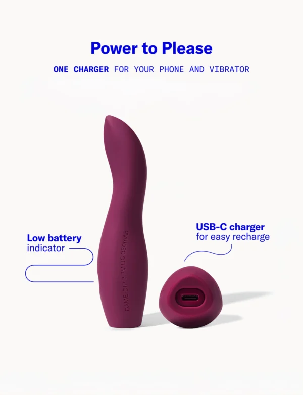 Dame Dip Basic Vibrator - Internal & External Beginner Vibe - Plum