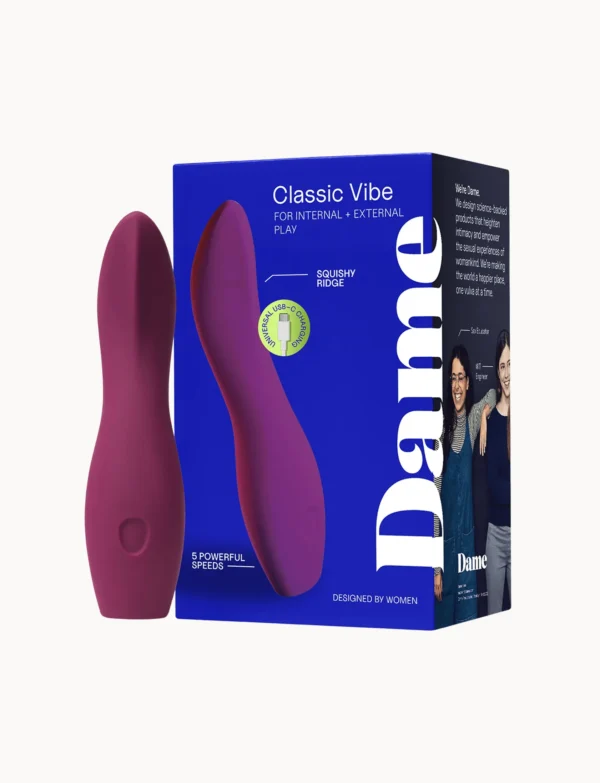 Dame Dip Basic Vibrator - Internal & External Beginner Vibe - Plum