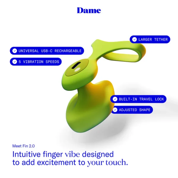 Dame Fin Finger Vibrator - Citrus
