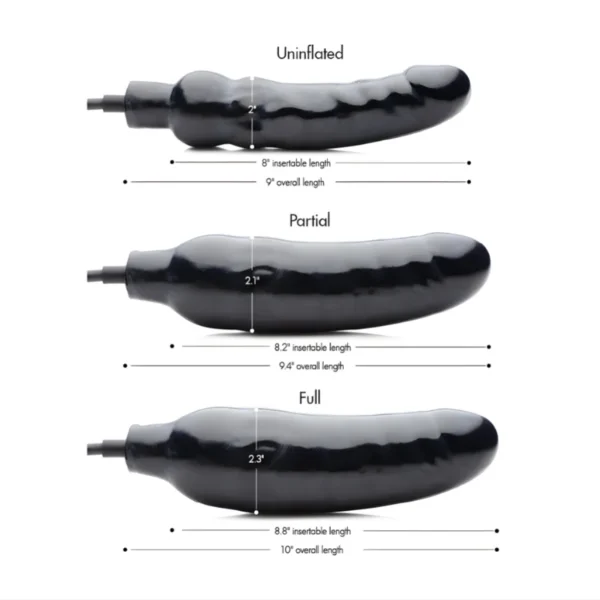 Master Series Primal Inflatable Dildo - Deflated, Partially Inflated, Fully Inflated
