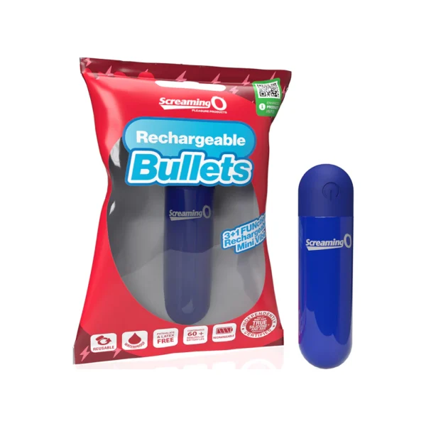 Screaming O Rechargeable Bullet Vibrator - Blue