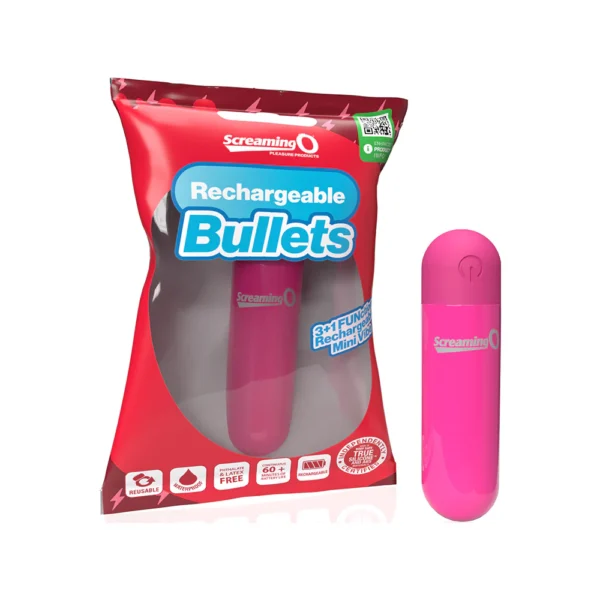 Screaming O Rechargeable Bullet Vibrator - Pink-1 Screaming O Rechargeable Bullet Vibrator - Pink